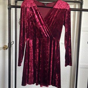 Forever 21 Burgundy Red Velvet Mini Dress - XL